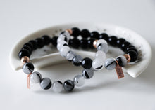 Load image into Gallery viewer, Onyx +  Tourmalinated Quartz ♡ Protection Bracelet