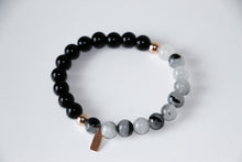 Load image into Gallery viewer, Onyx +  Tourmalinated Quartz ♡ Protection Bracelet
