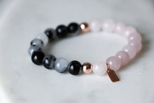 Load image into Gallery viewer, Rose Quartz + Tourmalinated quartz Self-love ♡ Bracelet
